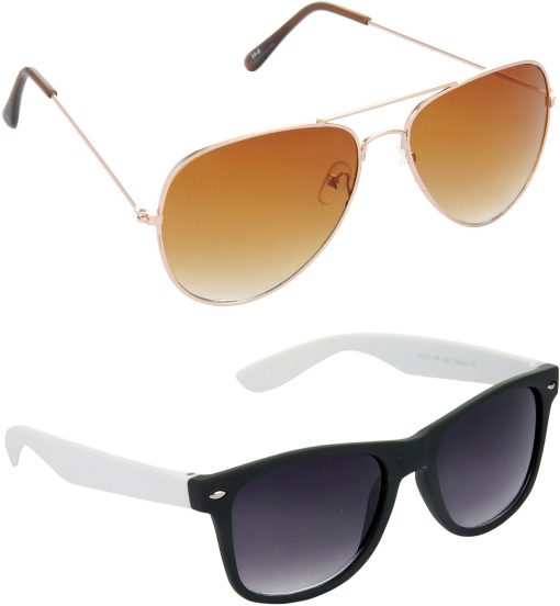 Air Strike Brown Lens Gold Frame Pilot Stylish For Sunglasses Men Women Boys Girls