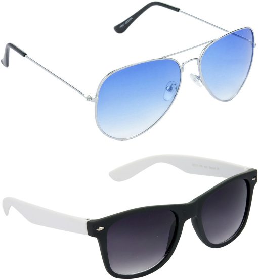 Air Strike Blue Lens Silver Frame Pilot Stylish For Sunglasses Men Women Boys Girls