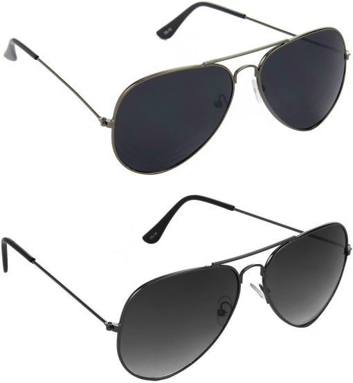 Air Strike Black Lens Grey Frame Pilot Stylish For Sunglasses Men Women Boys Girls