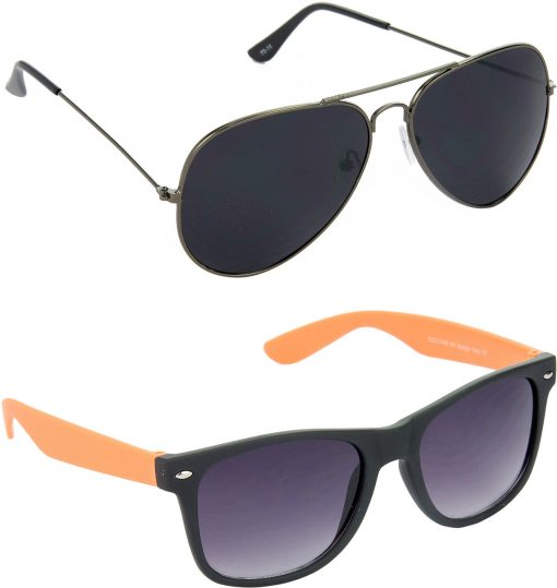 Air Strike Black Lens Grey Frame Pilot Stylish For Sunglasses Men Women Boys Girls