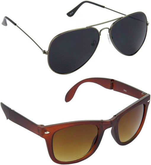 Air Strike Brown Lens Grey Frame Pilot Stylish For Sunglasses Men Women Boys Girls