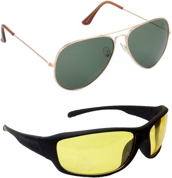 Air Strike Yellow Lens Gold Frame Pilot Stylish For Sunglasses Men Women Boys Girls