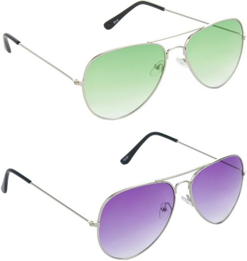 Air Strike Violet Lens Silver Frame Pilot Stylish For Sunglasses Men Women Boys Girls