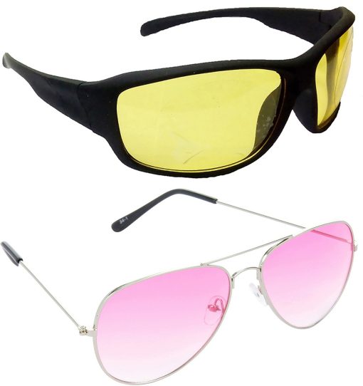 Air Strike Yellow Lens Silver Frame Sports Sunglass Stylish For Sunglasses Men Women Boys Girls
