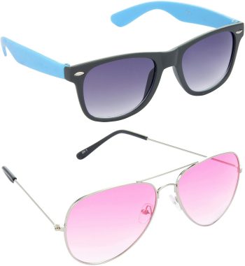 Air Strike Pink Lens Silver Frame Rectangular Stylish For Sunglasses Men Women Boys Girls