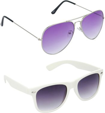 Air Strike Violet Lens Silver Frame Pilot Stylish For Sunglasses Men Women Boys Girls