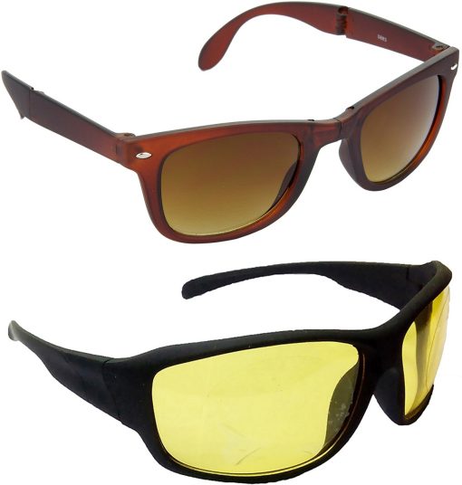 Air Strike Brown Lens Brown Frame Rectangular Stylish For Sunglasses Men Women Boys Girls