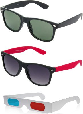 Air Strike Green Lens Black Frame Rectangular Stylish For Sunglasses Men Women Boys Girls