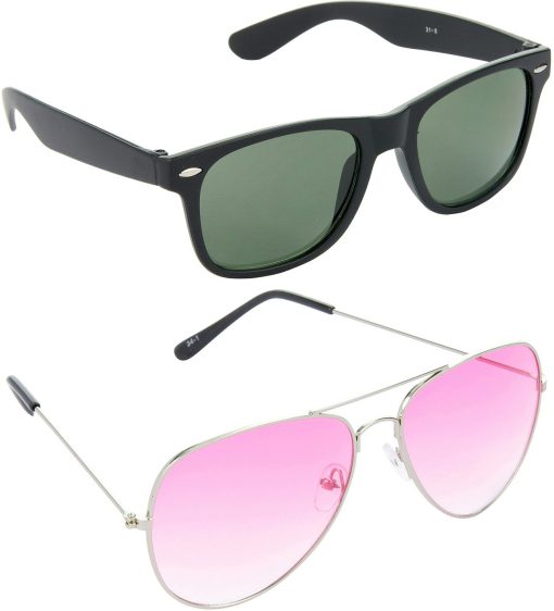 Air Strike Green Lens Black Frame Rectangular Stylish For Sunglasses Men Women Boys Girls