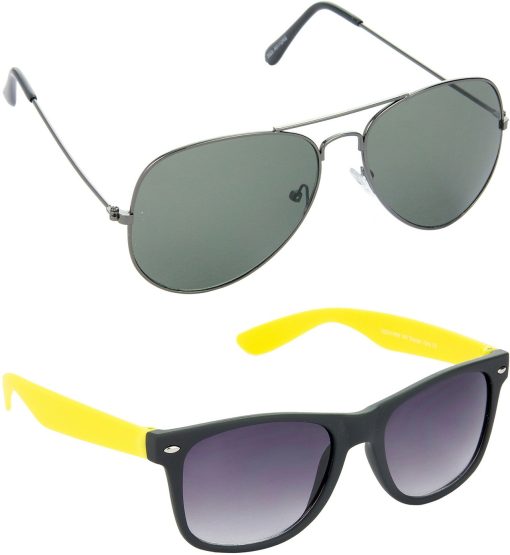 Air Strike Green Lens Grey Frame Pilot Stylish For Sunglasses Men Women Boys Girls