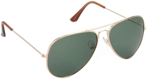 Air Strike Green Lens Golden Frame Pilot Stylish For Sunglasses Men Women Boys Girls