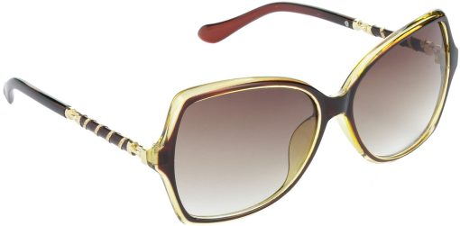 Air Strike Brown Lens Yellow Frame Rectangular Sunglass Stylish For Sunglasses Men Women Boys Girls