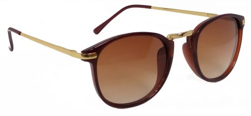 Air Strike Brown Lens Golden Frame Round Sunglass Stylish For Sunglasses Men Women Boys Girls