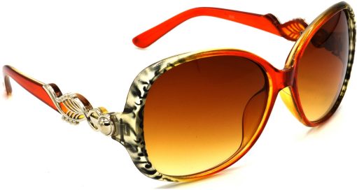 Air Strike Brown Lens Transparent Frame Round Sunglass Stylish For Sunglasses Women & Girls