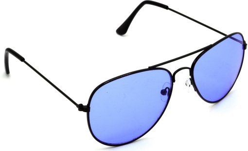 Air Strike Blue Lens Black Frame Pilot Stylish For Sunglasses Men Women Boys Girls