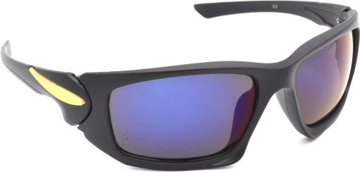 Air Strike Blue Lens Black Frame Sports Sunglass Stylish For Sunglasses Men Women Boys Girls