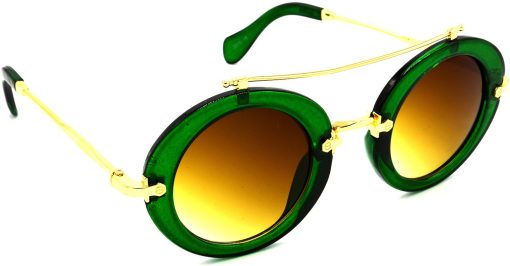 Air Strike Brown Lens Green Frame Round Sunglass Stylish For Sunglasses Men Women Boys Girls