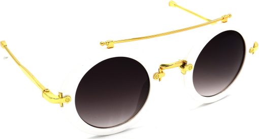 Air Strike Grey Lens White Frame Round Sunglass Stylish For Sunglasses Men Women Boys Girls