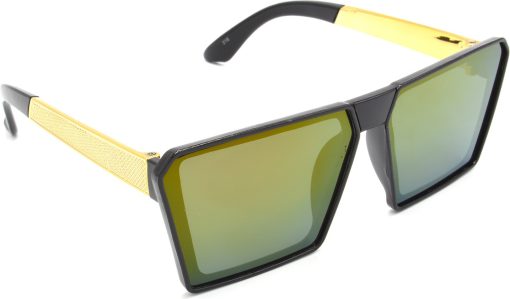 Air Strike Yellow Lens Gold Frame Rectangular Sunglass Stylish For Sunglasses Men Women Boys Girls
