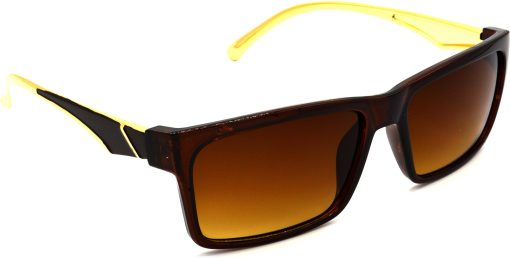 Air Strike Brown Lens Gold Frame Rectangular Sunglass Stylish For Sunglasses Men Women Boys Girls