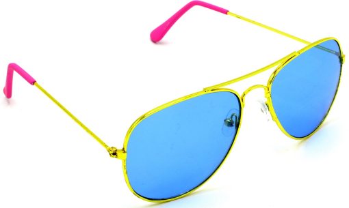 Air Strike Blue Lens Golden Frame Pilot Stylish For Sunglasses Men Women Boys Girls