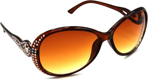 Air Strike Brown Lens Silver Frame Round Sunglass Stylish For Sunglasses Women & Girls