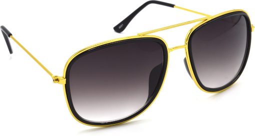 Air Strike Grey Lens Gold Frame Rectangular Sunglass Stylish For Sunglasses Men Women Boys Girls