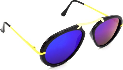 Air Strike Pink Lens Golden Frame Wrap-around Sunglass Stylish For Sunglasses Men Women Boys Girls
