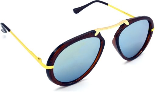 Air Strike Silver Lens Golden Frame Wrap-around Sunglass Stylish For Sunglasses Men Women Boys Girls