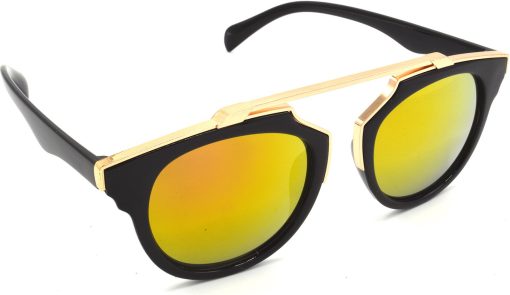 Air Strike Golden Lens Golden Frame Wrap-around Sunglass Stylish For Sunglasses Men Women Boys Girls