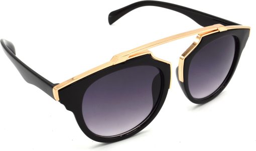 Air Strike Grey Lens Golden Frame Wrap-around Sunglass Stylish For Sunglasses Men Women Boys Girls