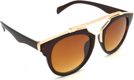 Air Strike Brown Lens Golden Frame Wrap-around Sunglass Stylish For Sunglasses Men Women Boys Girls