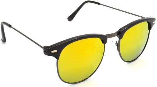 Air Strike Golden Lens Grey Frame Clubmaster Stylish For Sunglasses Men Women Boys Girls