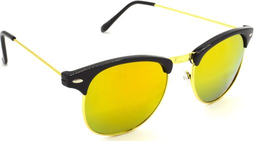 Air Strike Golden Lens Golden Frame Clubmaster Stylish For Sunglasses Men Women Boys Girls