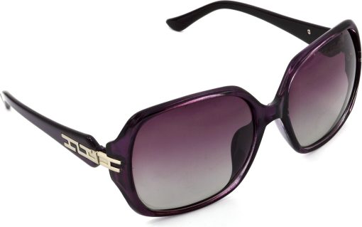 Air Strike Polarized Pink Lens Violet Frame Rectangular Sunglass Stylish Polarized For Sunglasses Women & Girls