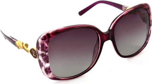 Air Strike Polarized Pink Lens White Frame Rectangular Sunglass Stylish Polarized For Sunglasses Women & Girls