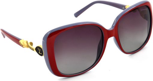 Air Strike Polarized Pink Lens Red Frame Rectangular Sunglass Stylish Polarized For Sunglasses Women & Girls