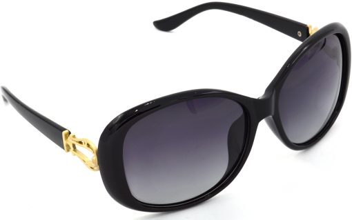 Air Strike Polarized Grey Lens Black Frame Rectangular Sunglass Stylish Polarized For Sunglasses Women & Girls