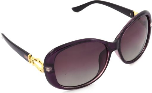 Air Strike Polarized Pink Lens Violet Frame Rectangular Sunglass Stylish Polarized For Sunglasses Women & Girls