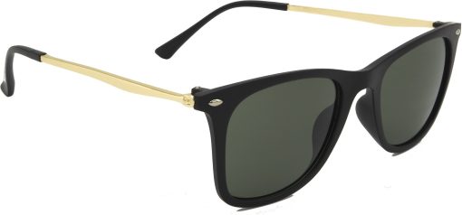 Air Strike Green Lens Golden Frame Rectangular Stylish For Sunglasses Men Women Boys Girls