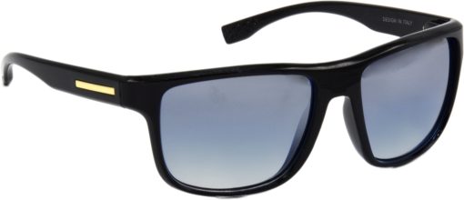Air Strike Silver Lens Black Frame Rectangular Stylish Polarized For Sunglasses Women & Girls