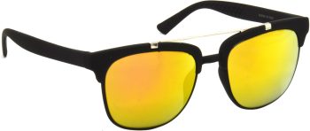 Air Strike Golden Lens Black Frame Rectangular Stylish For Sunglasses Men Women Boys Girls