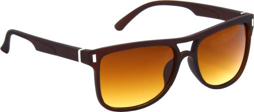 Air Strike Clear Lens Brown Frame Rectangular Stylish Polarized For Sunglasses Women & Girls