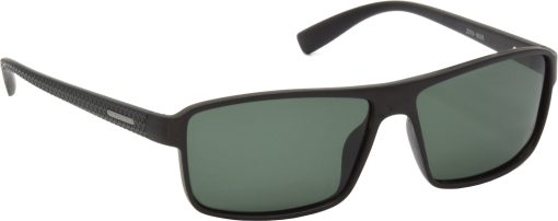 Air Strike Green Lens Black Frame Rectangular Stylish Polarized For Sunglasses Women & Girls