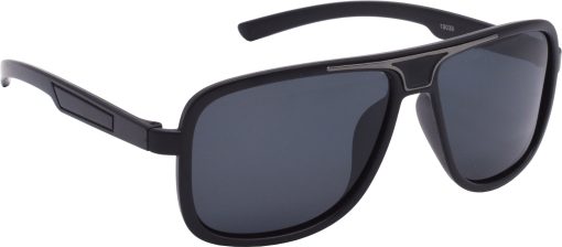Air Strike Black Lens Black Frame Rectangular Stylish Polarized For Sunglasses Women & Girls