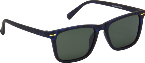 Air Strike Green Lens Blue Frame Rectangular Stylish Polarized For Sunglasses Women & Girls