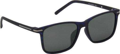 Air Strike Green Lens Blue Frame Retro Square Sunglass Stylish Polarized For Sunglasses Women & Girls