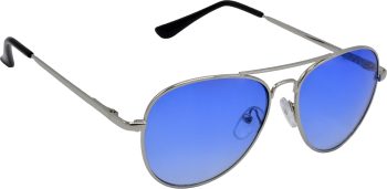 Air Strike Blue Lens Silver Frame Pilot Stylish For Sunglasses Men Women Boys Girls