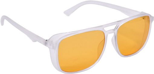 Air Strike Orange Lens White Frame Retro Square Sunglass Stylish For Sunglasses Men Women Boys Girls