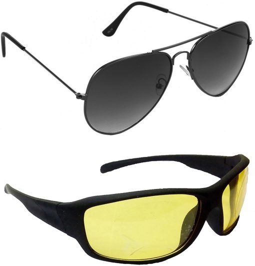 Air Strike Yellow Lens Grey Frame Pilot Stylish For Sunglasses Men Women Boys Girls